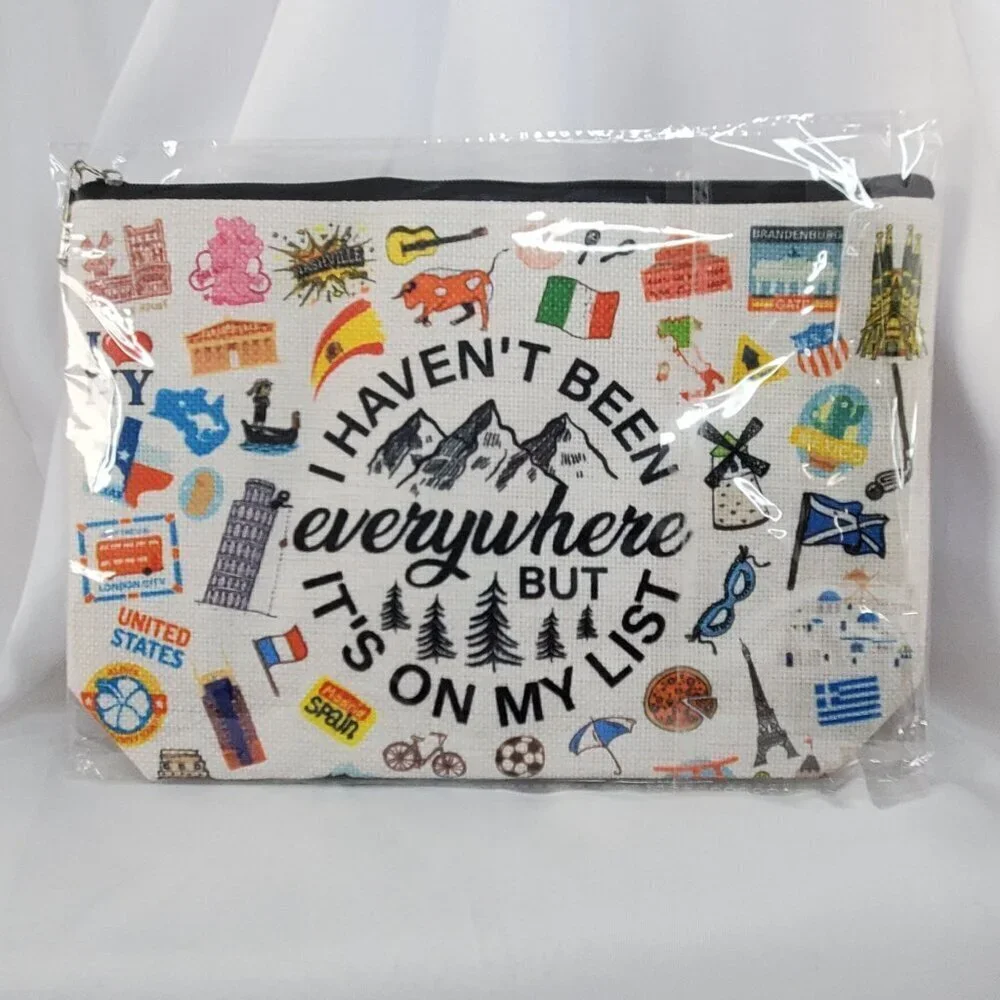 Travel-Themed Cosmetic Pouch  